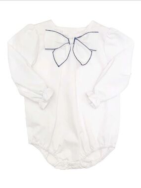The Beaufort Bonnet Company White Long-Sleeve Bow One-Piece